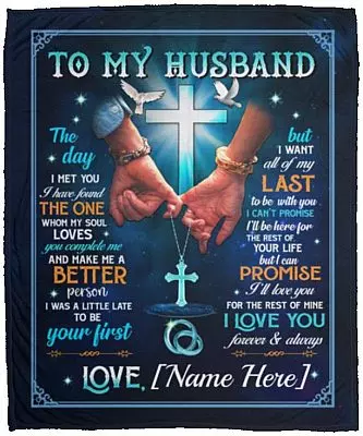 Personalized Wife to My Husband, White, Cozy Plush Fleece Blanket - 50x60