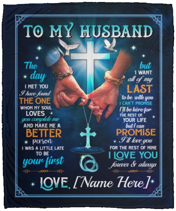 Personalized Wife to My Husband, White, Cozy Plush Fleece Blanket - 50x60 Personalized Wife to My Husband, White, Cozy Plush Fleece Blanket - 50x60