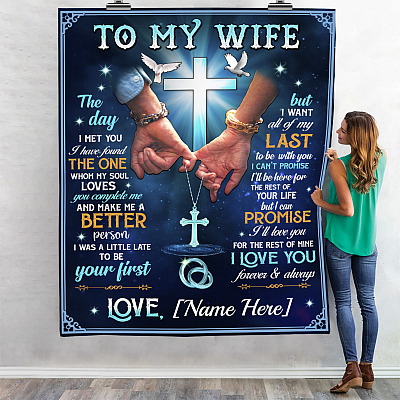 Alternative view of Personalized Husband to My Wife the Day I Met You I Have Found the One Fleece Blanket - Mink Blanket