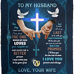 To My Husband Blanket, White, Cozy Plush Fleece Blanket - 50x60