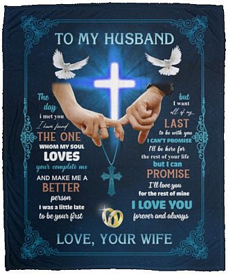 To My Husband Blanket, White, Cozy Plush Fleece Blanket - 50x60