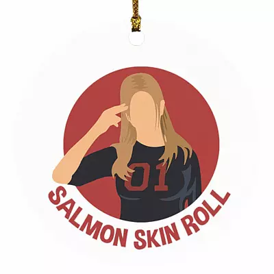 Salmon Skin Roll, White, Circle Ornament