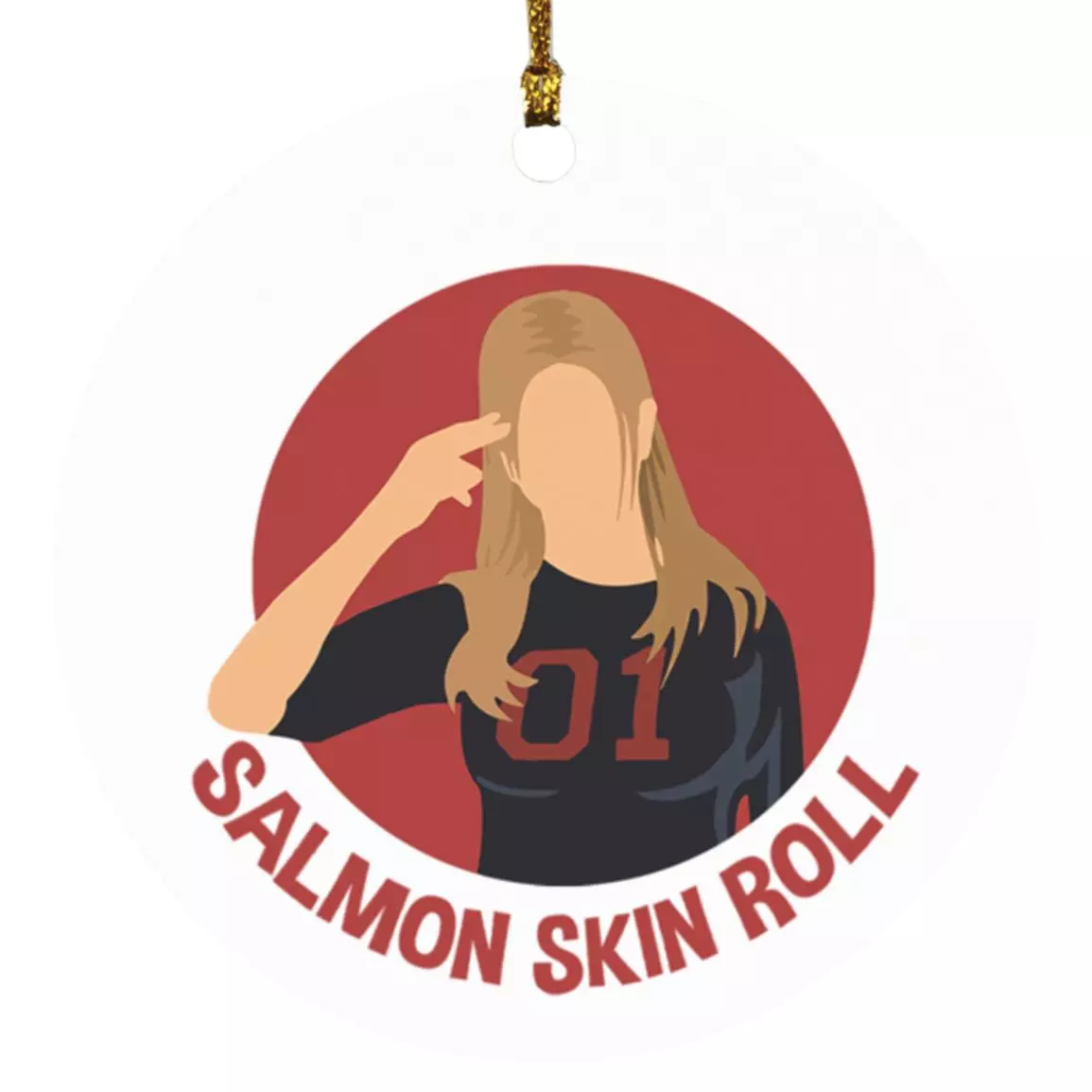 Salmon Skin Roll, White, Circle Ornament