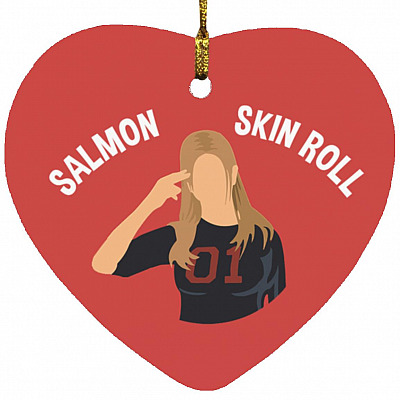 Salmon Skin Roll - Couple Heart, White, Heart Ornament