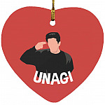 Unagi Couple Christmas, White, Heart Ornament
