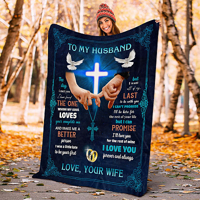 Alternative view of Cross To My Husband The Day I Meet You I Have Found The One Fleece Blanket - Mink Blanket - Woven Blanket