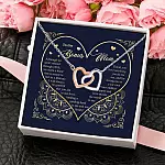 To My Bonus Mom Although We Aren't Related Through D N A - Bonus Mom Gifts - Joined Interlocking Hearts Necklace