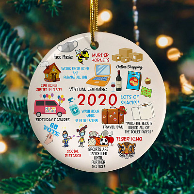 2020 Pandemic Quarantine Circle Christmas Ornament -  Year Of 2020 Memories Holiday Decorative Ornament