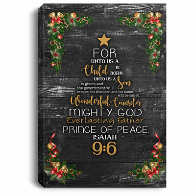 Isaiah 9 6 Christian Framed Canvas, White, 0.75'' Framed Canvas