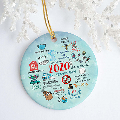 2020 Quarantine Christmas Ornament - Travel Ban Wash Your Hand Toilet Paper Holiday Pandemics Gift