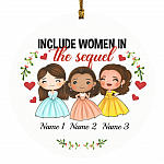 Personalized Schuyler Sisters Include Women the Sequel Funny Hamilton Christmas Flat Holiday Circle Ornament Keepsake, White, Circle Ornament