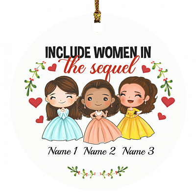 Personalized Schuyler Sisters Include Women the Sequel Funny Hamilton Christmas Flat Holiday Circle Ornament Keepsake, White, Circle Ornament