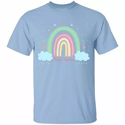 Personalized Rainbow Baby Girl Youth T-Shirt, Light Blue, Youth T-Shirt