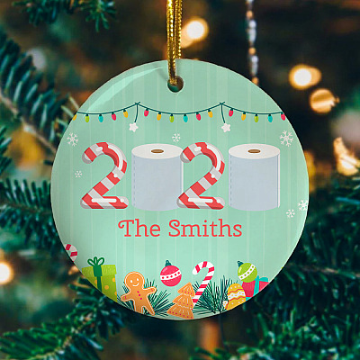 Alternative view of Customized Christmas 2020 Toilet Paper Decorative Christmas Ornament Keepsake - Holiday Flat Circle Ornament