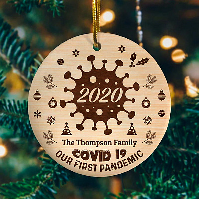 Personalized Our First Pandemic 2020 Decorative Christmas Ornament Keepsake - Holiday Flat Circle Ornament
