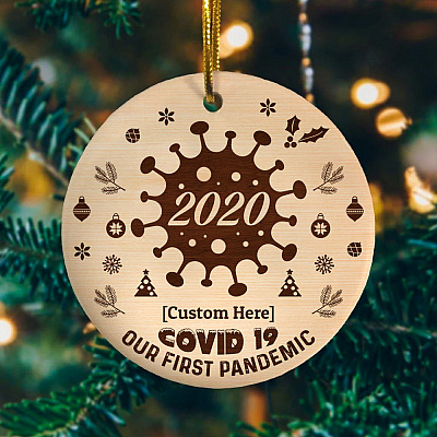 Alternative view of Personalized Our First Pandemic 2020 Decorative Christmas Ornament Keepsake - Holiday Flat Circle Ornament