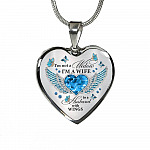 I'm Not A Widow I'm A Wife To A Husband With Butterfly Wings Heart Necklace - In Memory Of Husband Necklace - Heart Luxury Necklace (Silver)