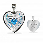 I'm Not A Widow I'm A Wife To A Husband With Butterfly Wings Heart Necklace - In Memory Of Husband Necklace - Heart Luxury Necklace (Silver)