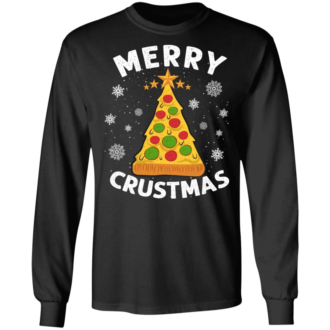 Merry Crustmas Crust Pizza Lover Hoodie, Black, Long Sleeve