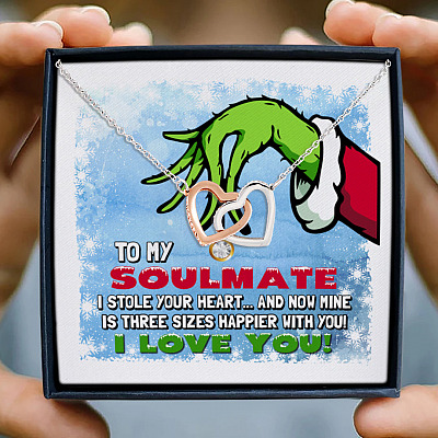 To My Soulmate Stink Stank Stunk 2020 Interlocking Hearts Pendant Necklace - Christmas Gift For Future Wife