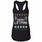 Merry Liftmas I Wish You a Merry Liftmas Tank, Black, Ladies Racerback Tank