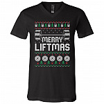 Merry Liftmas I Wish You a Merry Liftmas Shirt, Black, V-Neck T-Shirt