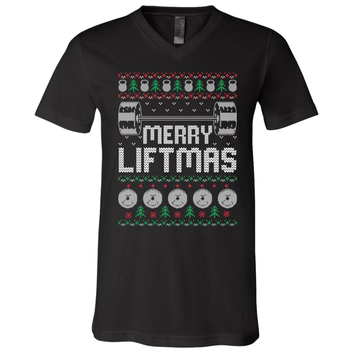 Merry Liftmas I Wish You a Merry Liftmas Shirt, Black, V-Neck T-Shirt