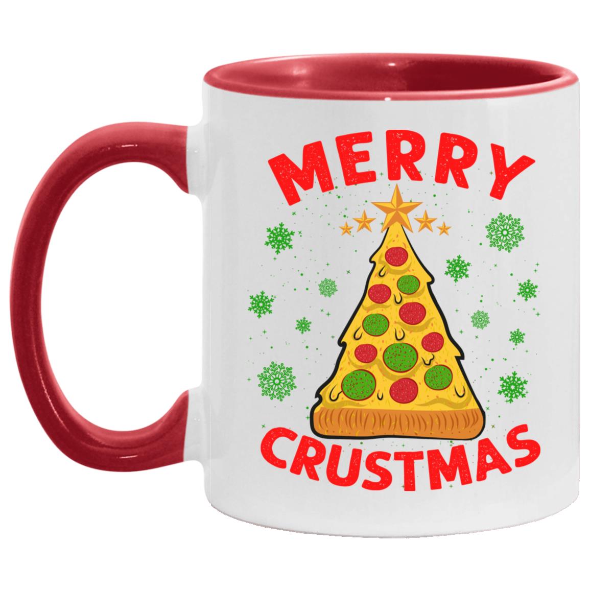 Merry Crustmas Crust Pizza Lover Mug, White/Red, 11 oz. Accent Mug