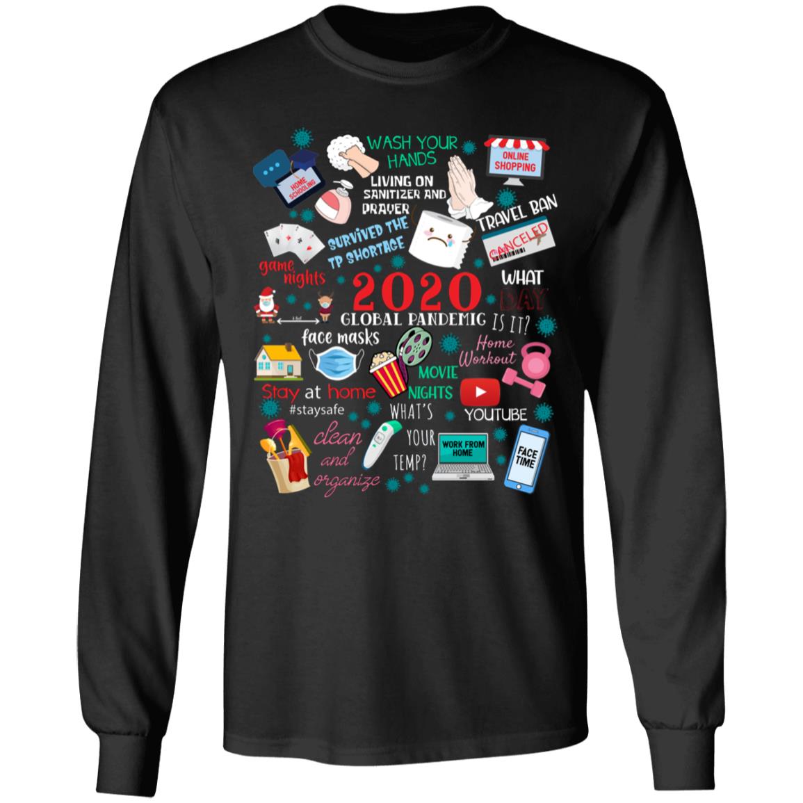 2020 Global Pandemic Hoodie - Sweatshirt - Long Sleeve Shirt - 2020 Event Sweater - 2020 Quarantine Hoodie, Black, Long Sleeve