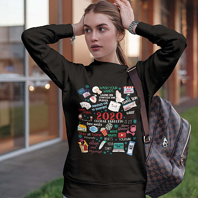 Alternative view of 2020 Global Pandemic Hoodie - Sweatshirt - Long Sleeve Shirt - 2020 Event Sweater - 2020 Quarantine Hoodie