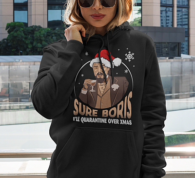 Alternative view of Leonardo Dicaprio Sure Boris I'll Quarantine Over Xmas Funny Pandemic Christmas Ugly Christmas Sweater Long Sleeve