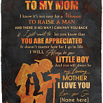 Personalized Firefighter Son to My Mom Blanket, White, Cozy Plush Fleece Blanket - 50x60