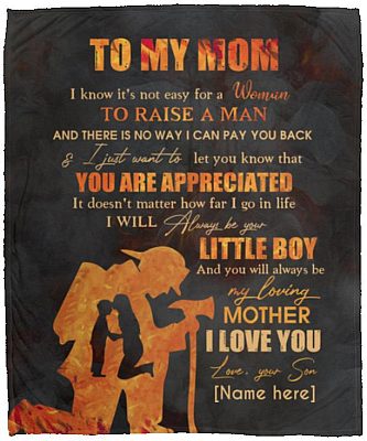 Personalized Firefighter Son to My Mom Blanket, White, Cozy Plush Fleece Blanket - 50x60