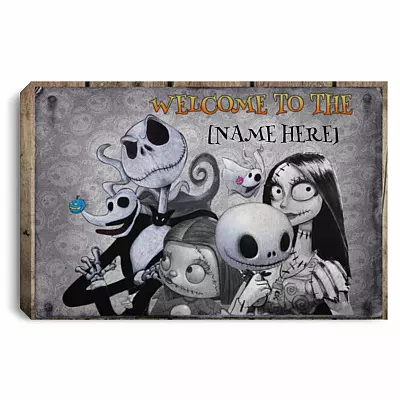 Personalized Jack And Sally Family Nightmare, White, 0.75'' Framed Canvas