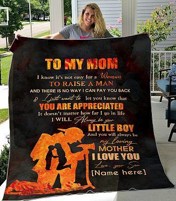 Alternative view of Personalized Firefighter Son to My Mom I Know It's Not Easy for Woman Raise Man Fleece Blanket - Mink Blanket