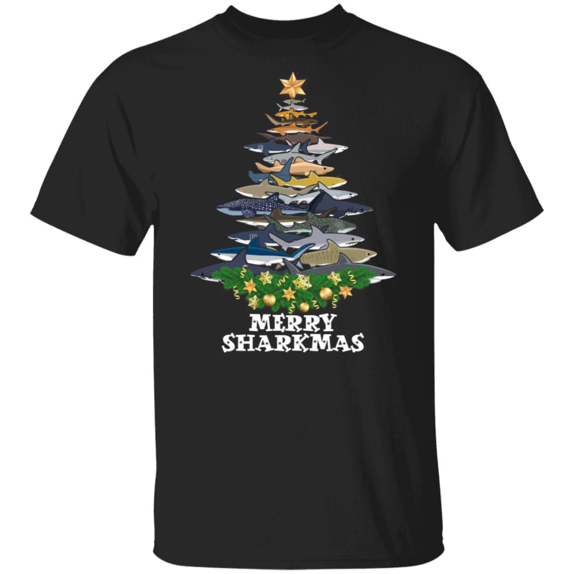 Merry Sharkmas Shirt, Black, Unisex T-Shirt