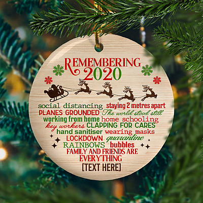 Alternative view of Personalized Pandemic Christmas 2020 Remembering Lockdown Quarantine Covid Xmas Holiday Circle Ornament