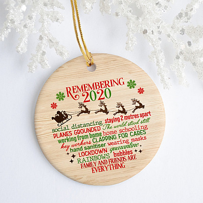 Pandemic Christmas 2020 Remembering Lockdown Quarantine Covid Xmas Holiday Circle Ornament Keepsake