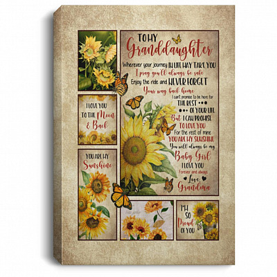 Personalized Grandma to My Granddaughter Poster, White, 0.75'' Framed Canvas