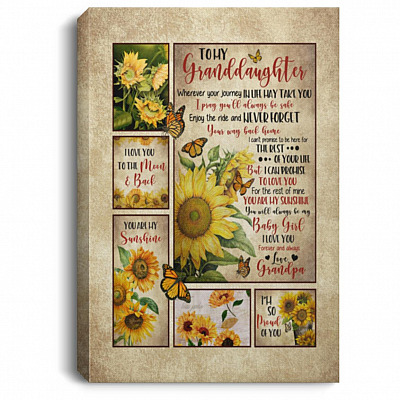 Personalized Grandpa to My Granddaughter Poster, White, 0.75'' Framed Canvas