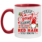 Santa Red Hair Accent Mug, White/Red, 11 oz. Accent Mug