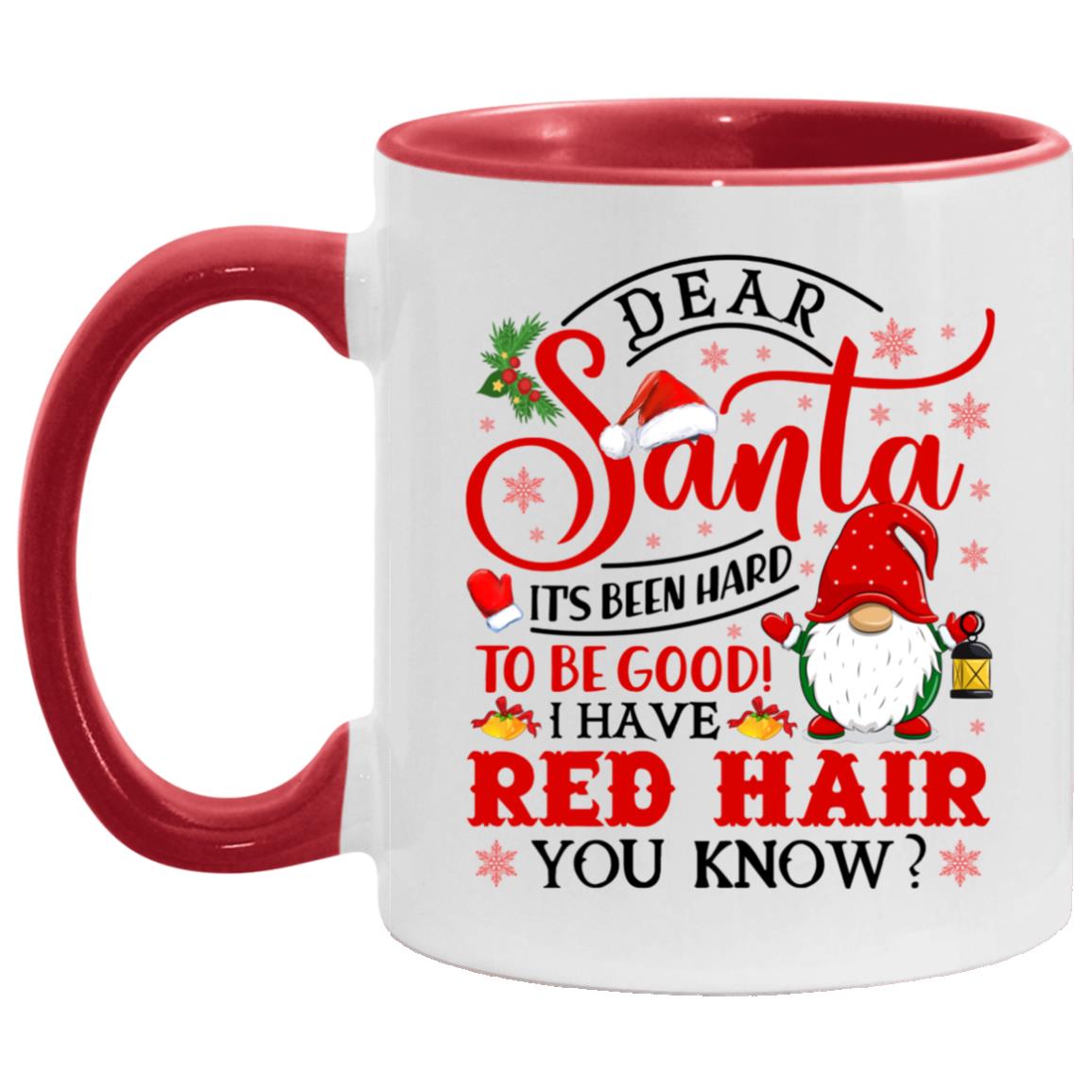 Santa Red Hair Accent Mug, White/Red, 11 oz. Accent Mug