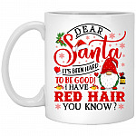 Santa Red Hair Mug, White, 11 oz. White Mug