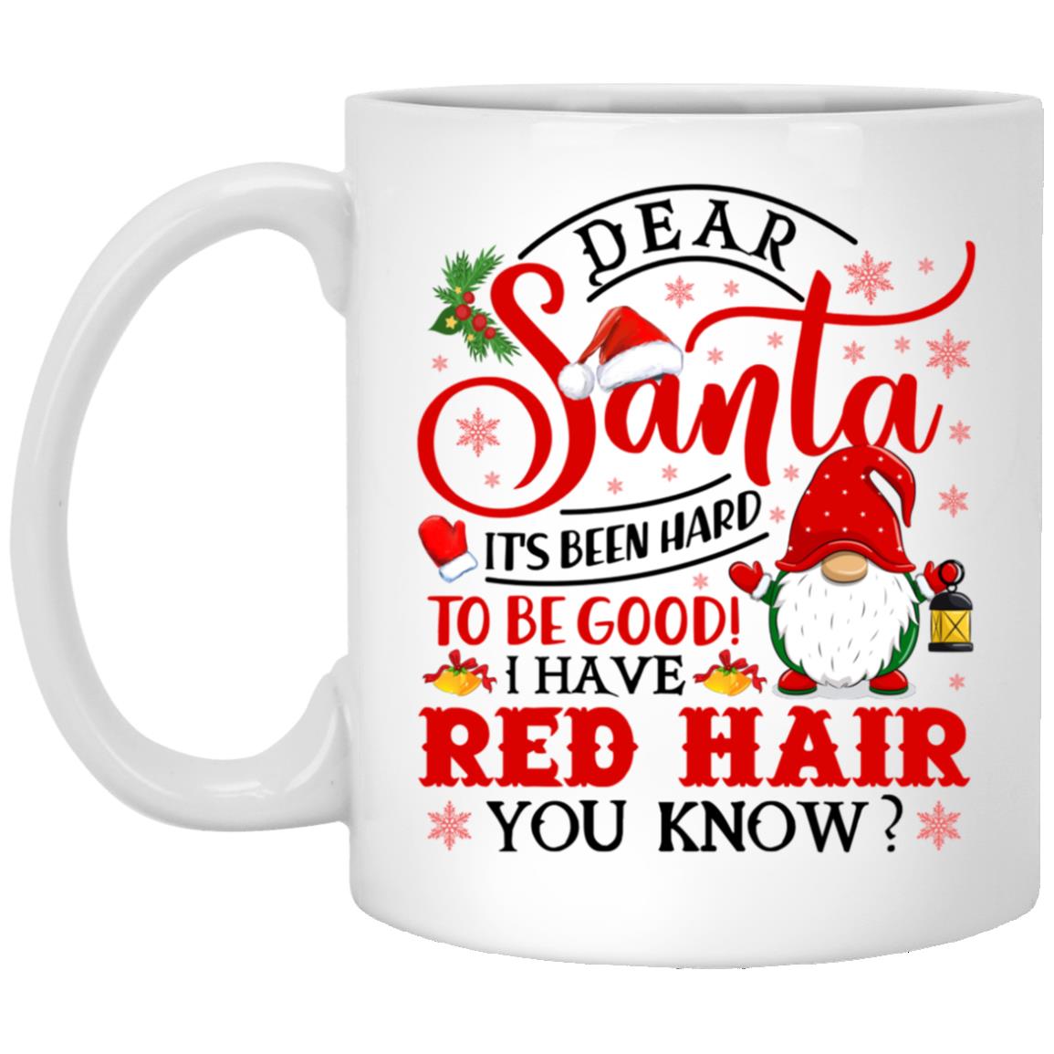 Santa Red Hair Mug, White, 11 oz. White Mug