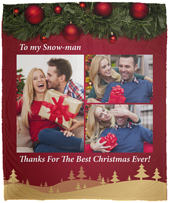 Personalized Custom Photo To My Snowman Thank For The Best Christmas Ever Xmas Gift Fleece - Mink Sherpa Blanket, White, Cozy Plush Fleece Blanket - 50x60