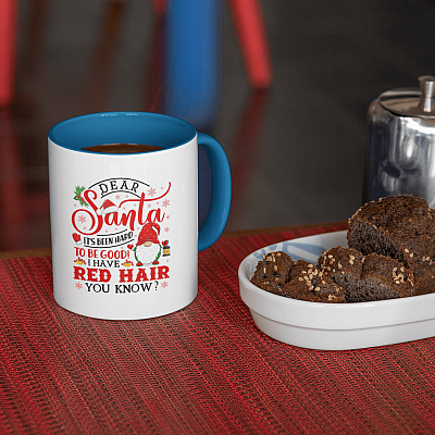 Alternative view of Dear Santa It's Been Hard To Be Good Red Hair Accent Mug - Redhead Coffee Mug