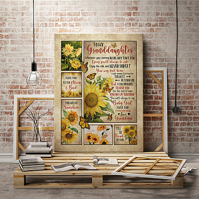 Alternative view of Grandma to My Granddaughter Wherever Your Journey Sunflower Framed Canvas Unframed Poster