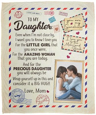 Custom Photo to My Daughter, White, Cozy Plush Fleece Blanket - 50x60