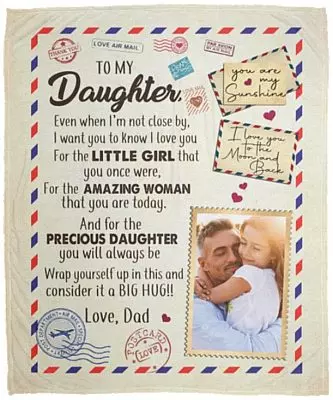 Custom Photo to My Daughter, White, Cozy Plush Fleece Blanket - 50x60