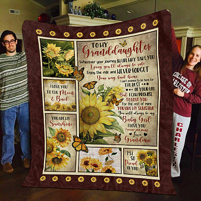 Alternative view of Grandma to My Granddaughter Wherever Your Journey Sunflower Fleece Blanket - Mink Blanket